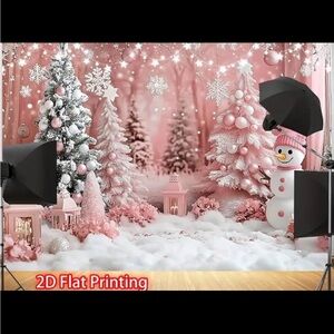 Winter wonderland backdrop and fake snow